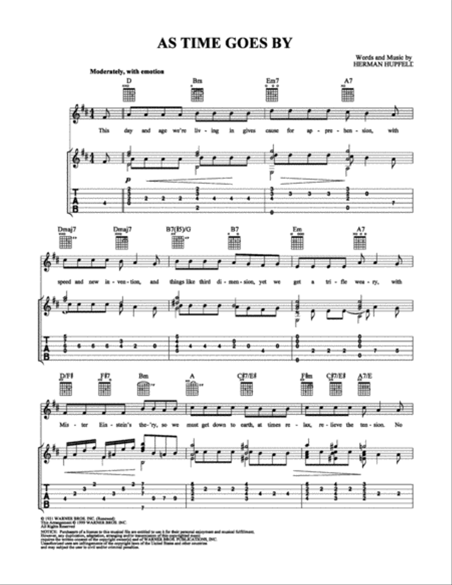 As Time Goes By Guitar Tablature scores gallery preview page 1