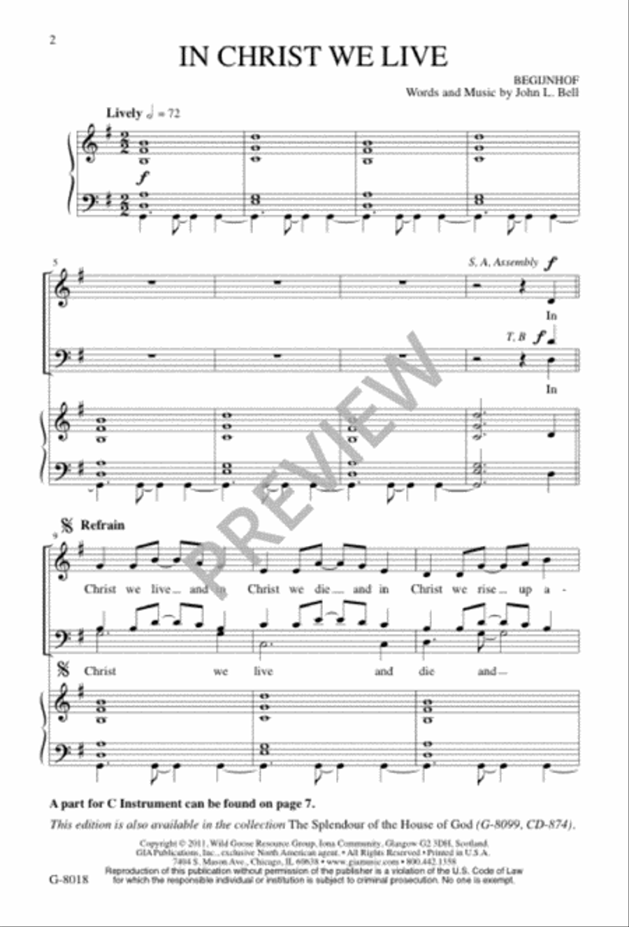 In Christ We Live 4-Part scores gallery preview page 2