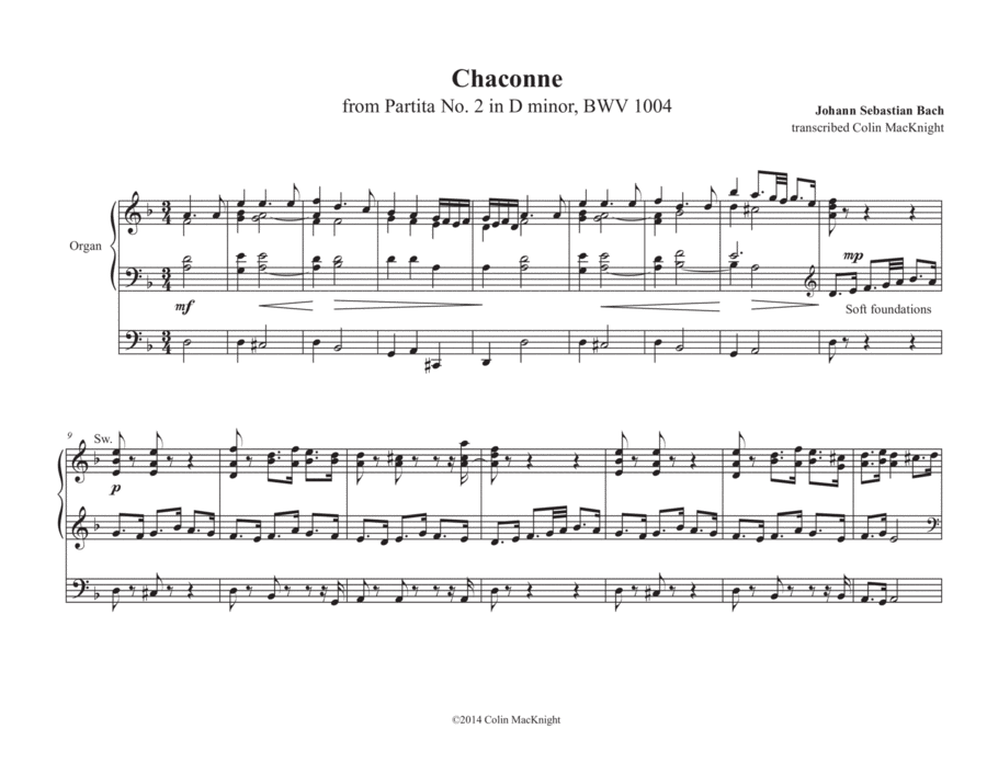 Chaconne Organ Solo scores gallery preview page 1