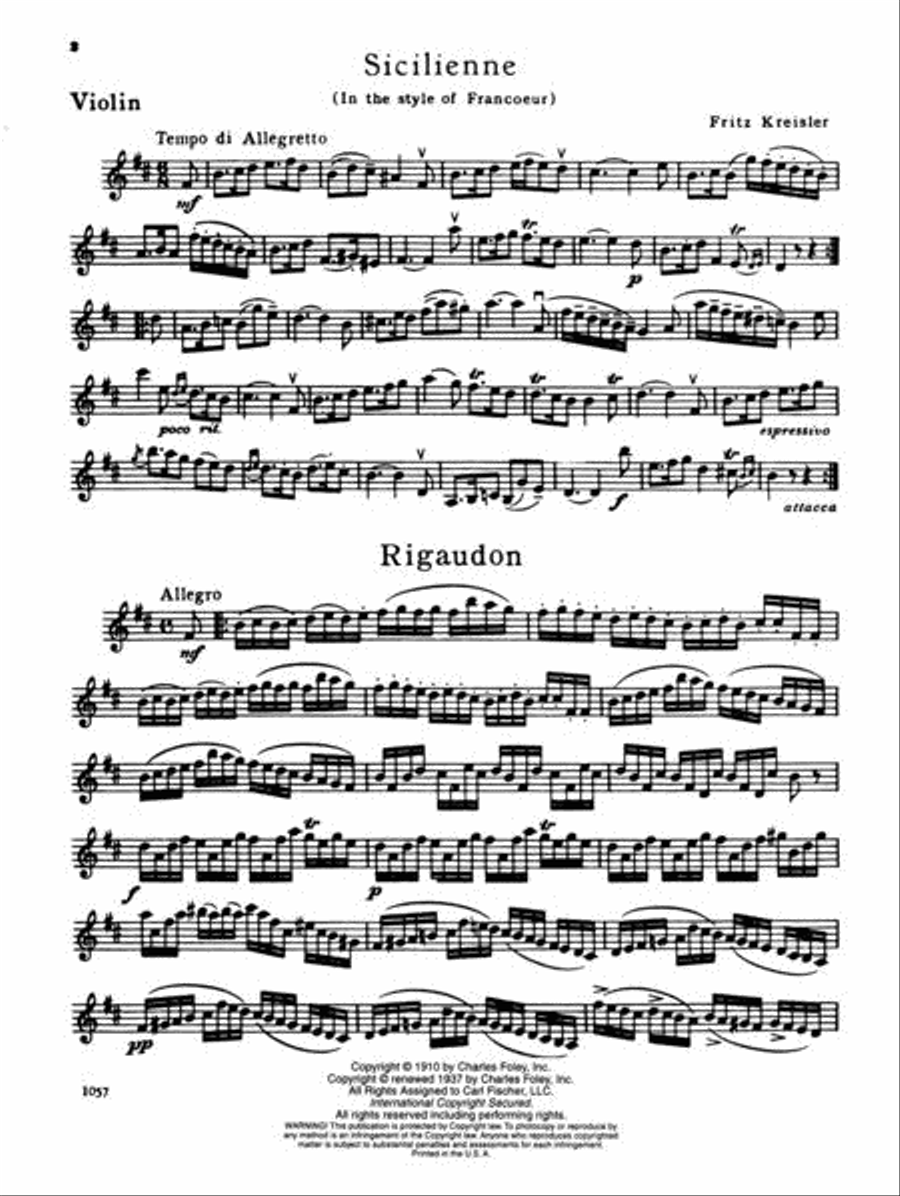 Sicilienne And Rigaudon Violin Solo scores gallery preview page 3