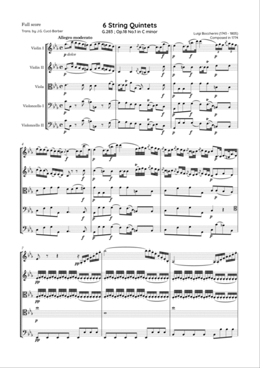 Boccherini - 6 String Quintets, G.283-288 ; Op.18 String Quintet scores gallery preview page 2