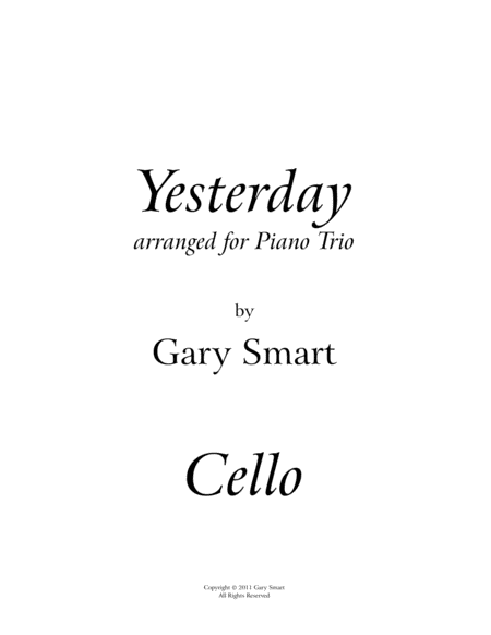 Yesterday - cello part for piano trio arrangement