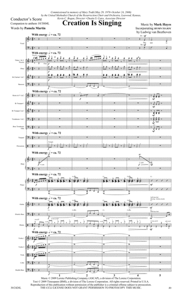 Creation Is Singing - Orchestral Score and Parts
