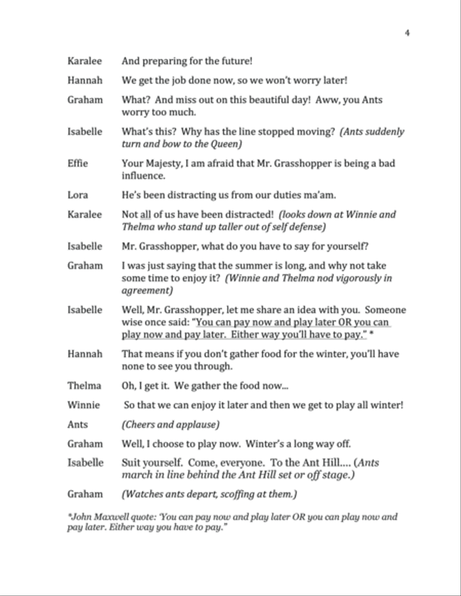 The Ants and the Grasshopper - original script Small Ensemble scores gallery preview page 5