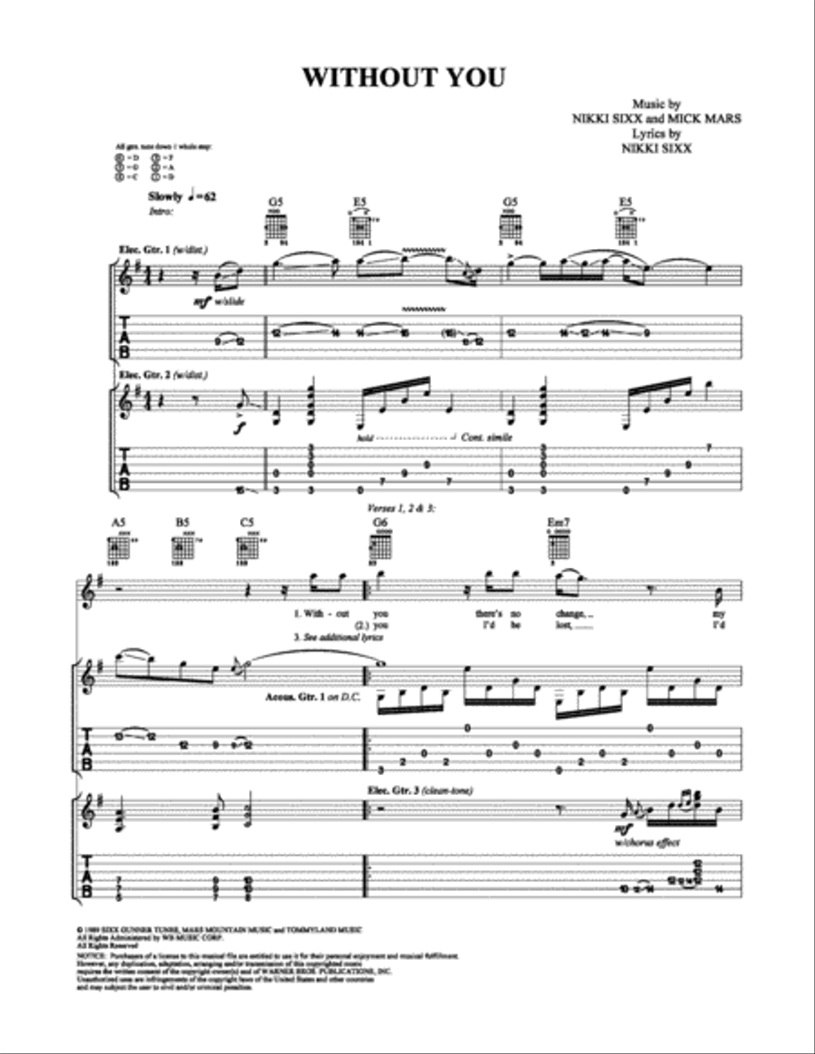 Without You Electric Guitar scores gallery preview page 1