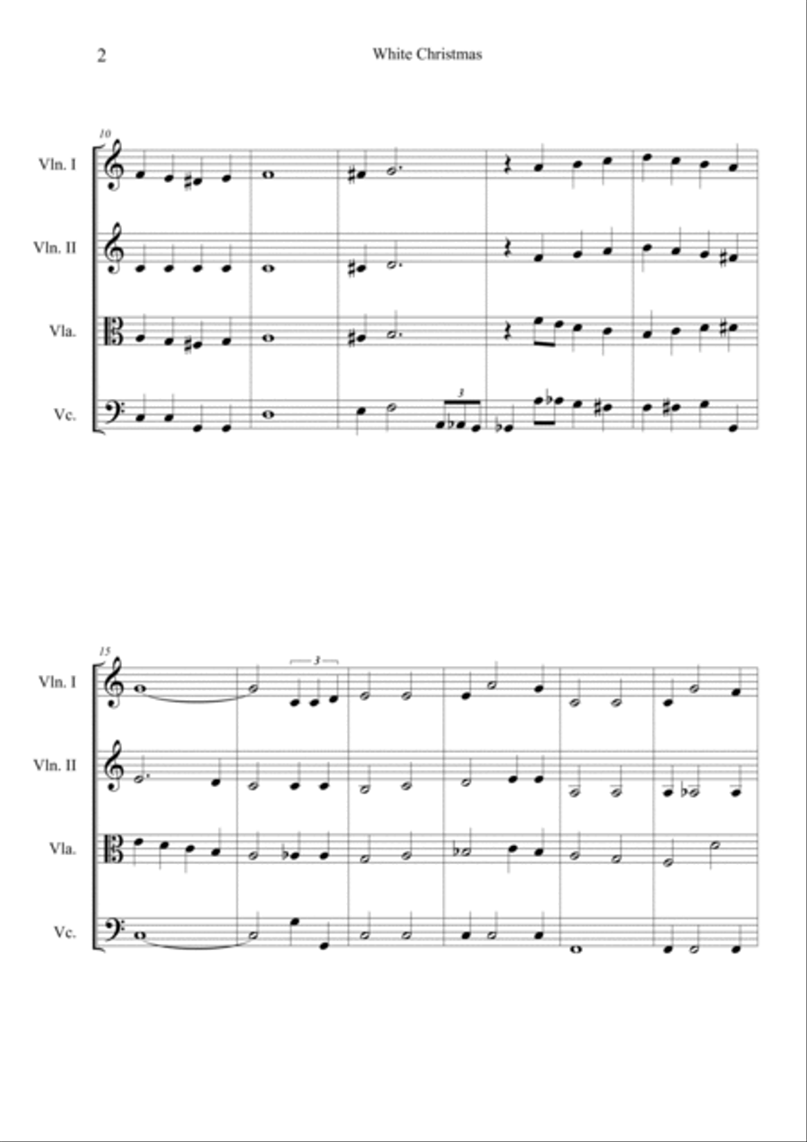 I'm Dreaming Of A White Christmas String Quartet scores gallery preview page 2