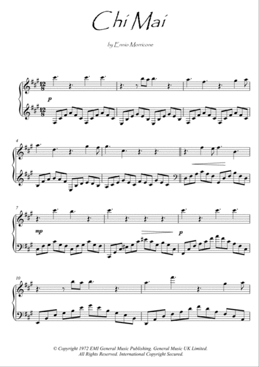 Chi Mai Piano Solo scores gallery preview page 1