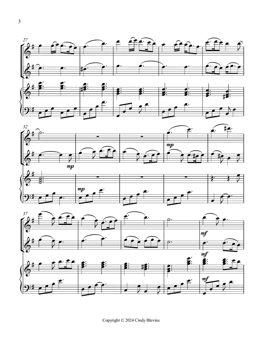 What Child Is This, for Flute, Oboe and Piano Woodwind Duet scores gallery preview page 4