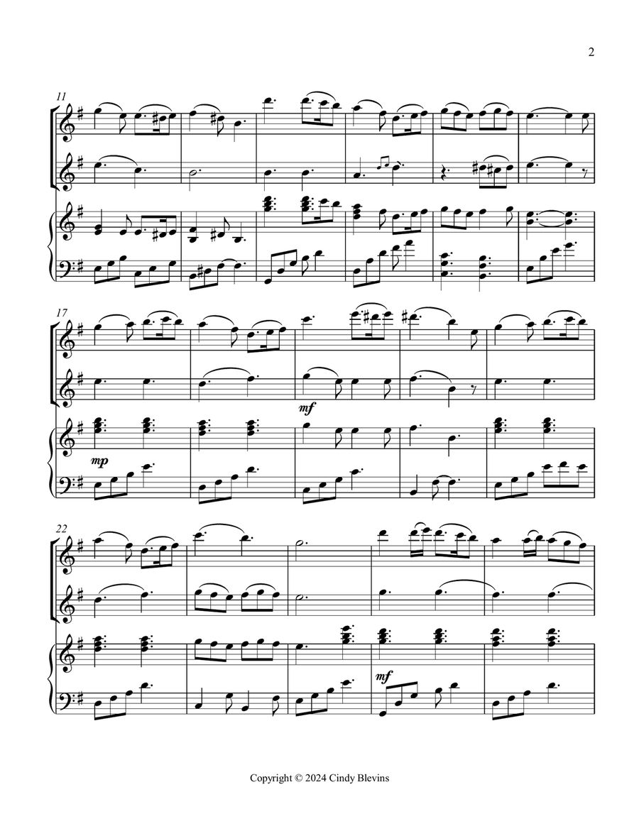 What Child Is This, for Flute, Oboe and Piano Woodwind Duet scores gallery preview page 3