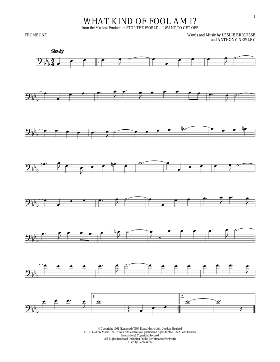 What Kind Of Fool Am I? What Kind Of Fool Am I? Trombone Solo scores gallery preview page 1