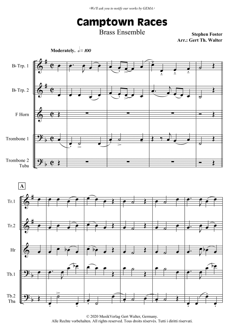 Camptown Races Horn scores gallery preview page 1