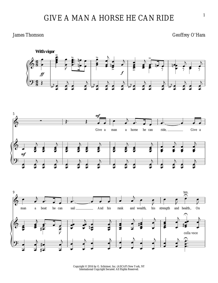 Give A Man A Horse He Can Ride (O'Hara) Tenor Voice scores gallery preview page 1