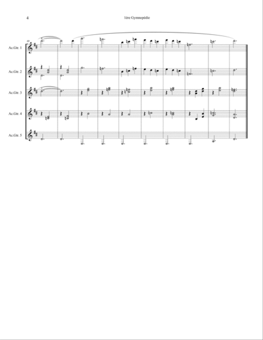 1ère Gymnopédie - 5 Guitar Version Small Ensemble scores gallery preview page 5
