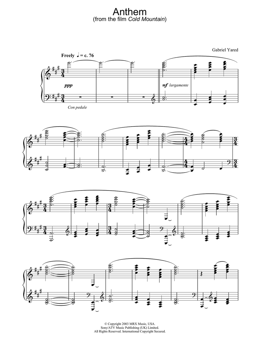 Anthem Piano Solo scores gallery preview page 1