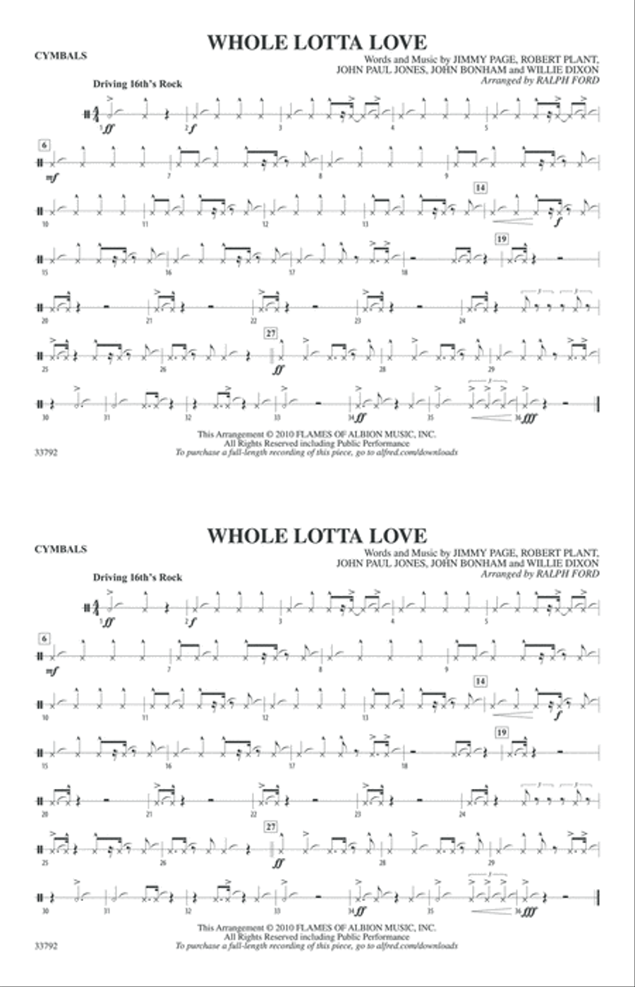 Whole Lotta Love: Cymbals Marching Band scores gallery preview page 1