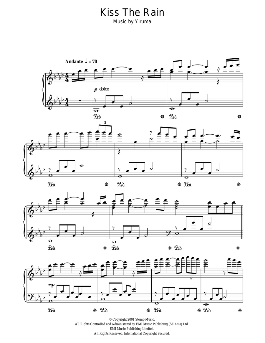 Kiss The Rain Piano Solo scores gallery preview page 1