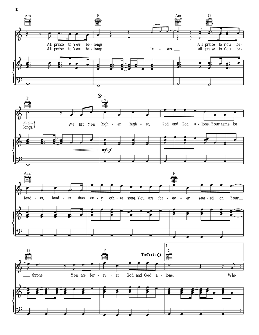 God and God Alone Piano, Vocal, Guitar scores gallery preview page 2