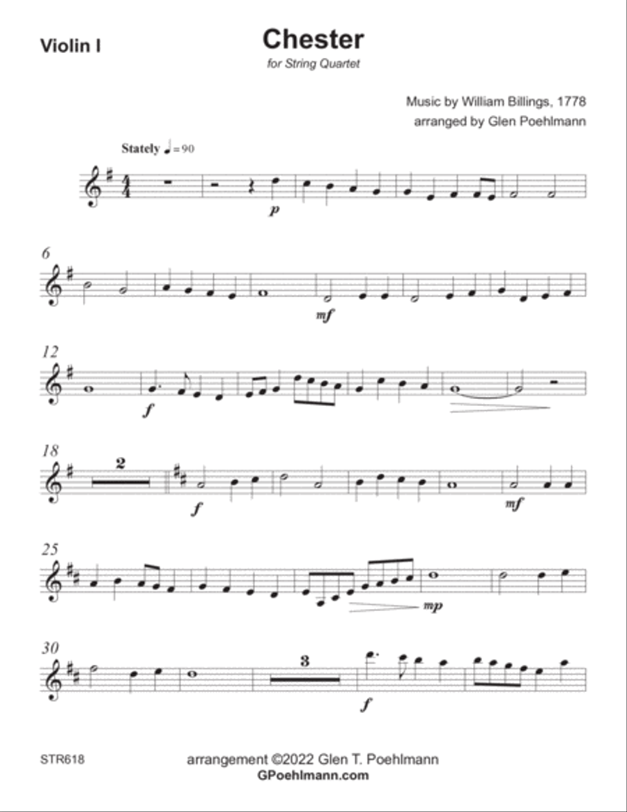 CHESTER - String Quartet (unaccompanied). A Cappella scores gallery preview page 4