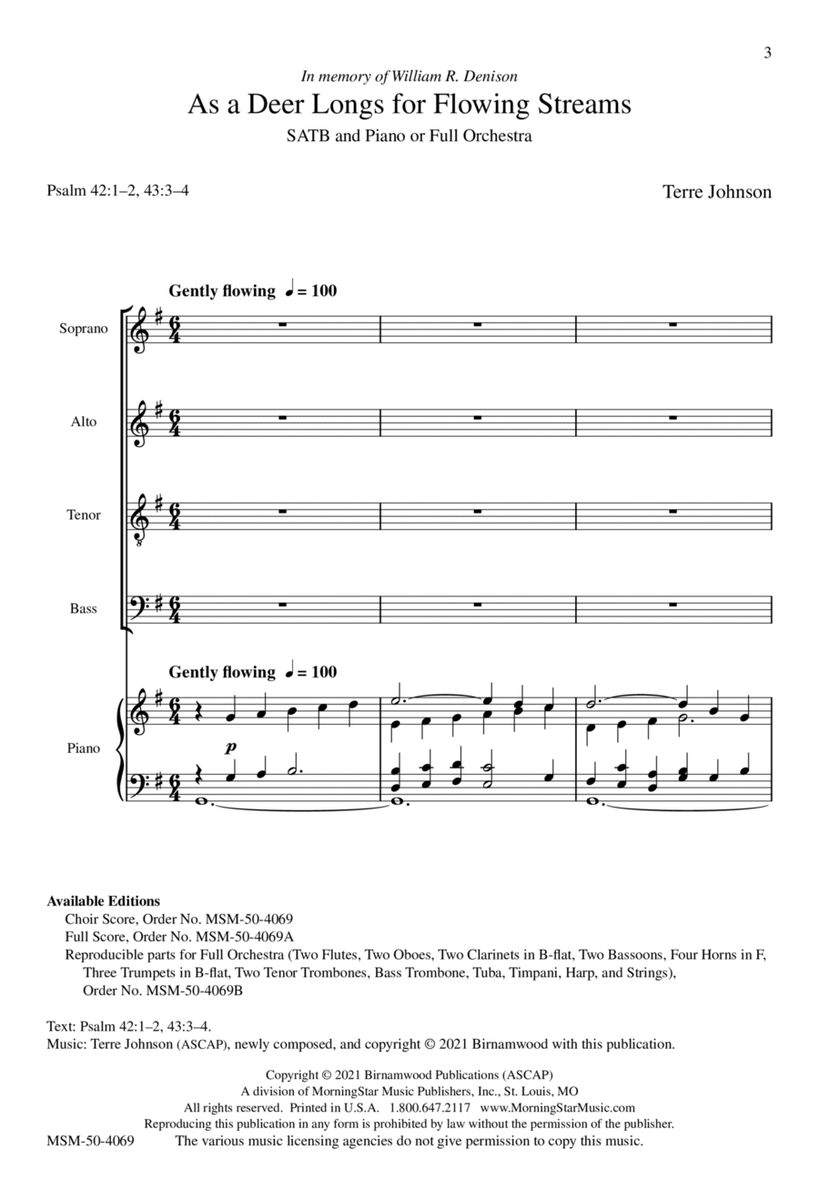 As a Deer Longs for Flowing Streams (Choral Score) image number null