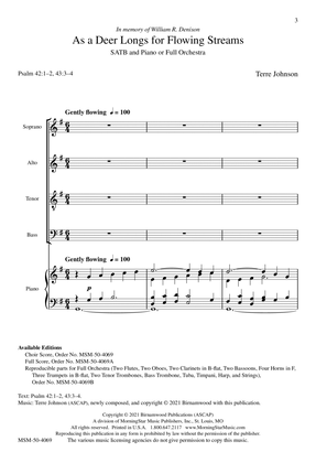 As a Deer Longs for Flowing Streams (Choral Score)