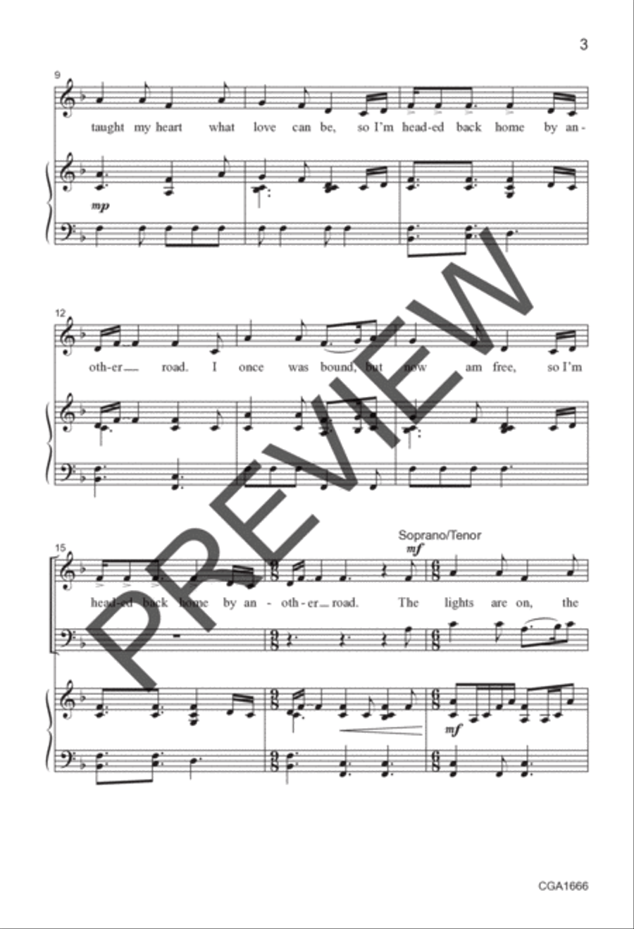 Home By Another Road (SATB) 4-Part scores gallery preview page 3