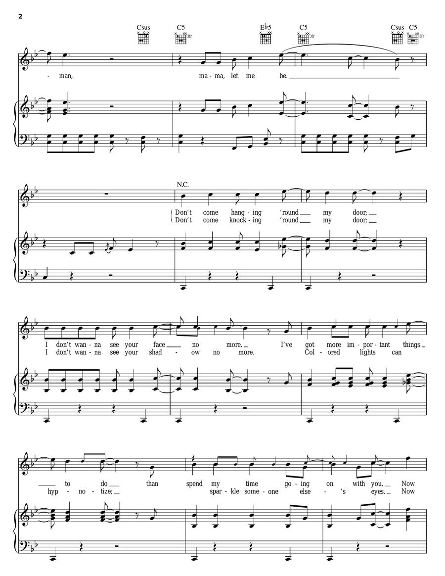 American Woman American Woman Piano, Vocal, Guitar scores gallery preview page 2