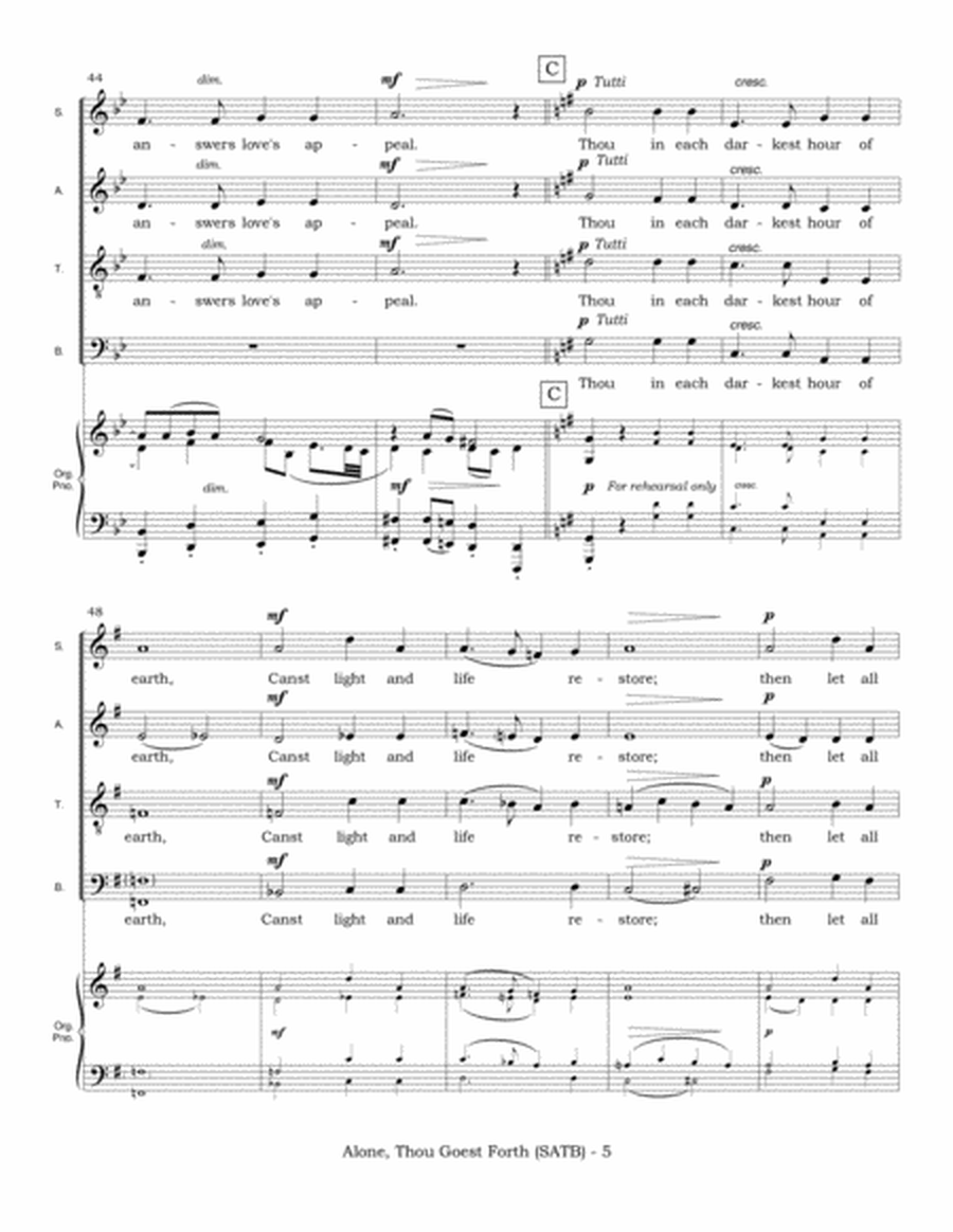 Alone, Thou Goest Forth, O Lord (SATB plus piano or organ) image number null