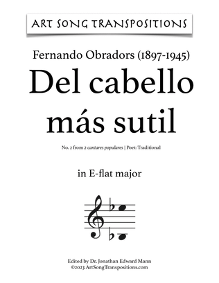 Book cover for OBRADORS: Del cabello más sutil (transposed to E-flat major and D major)