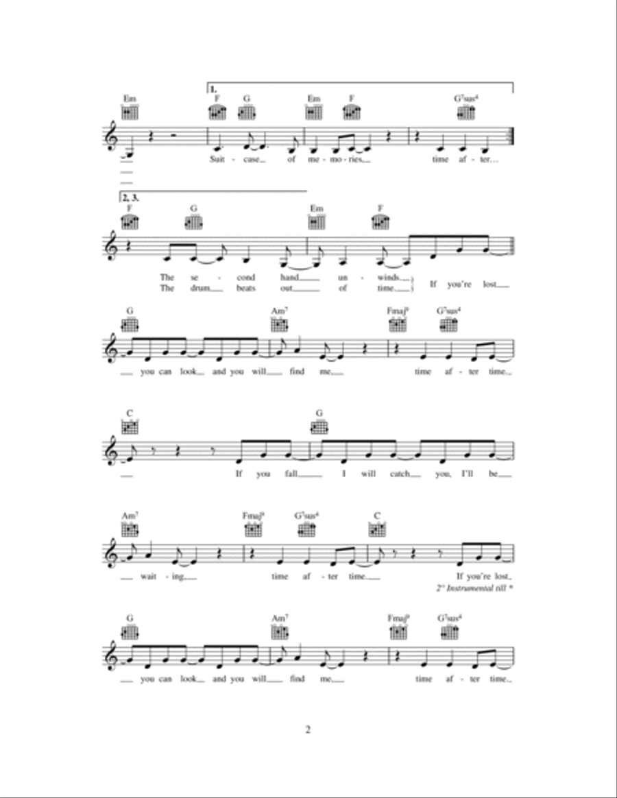 Time After Time Piano scores gallery preview page 2