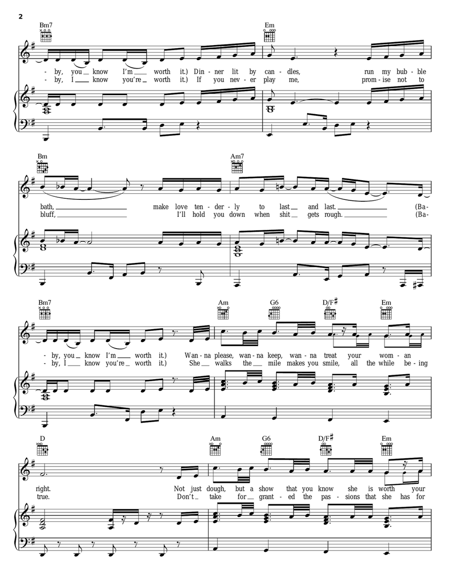 A Woman's Worth Piano, Vocal, Guitar scores gallery preview page 2