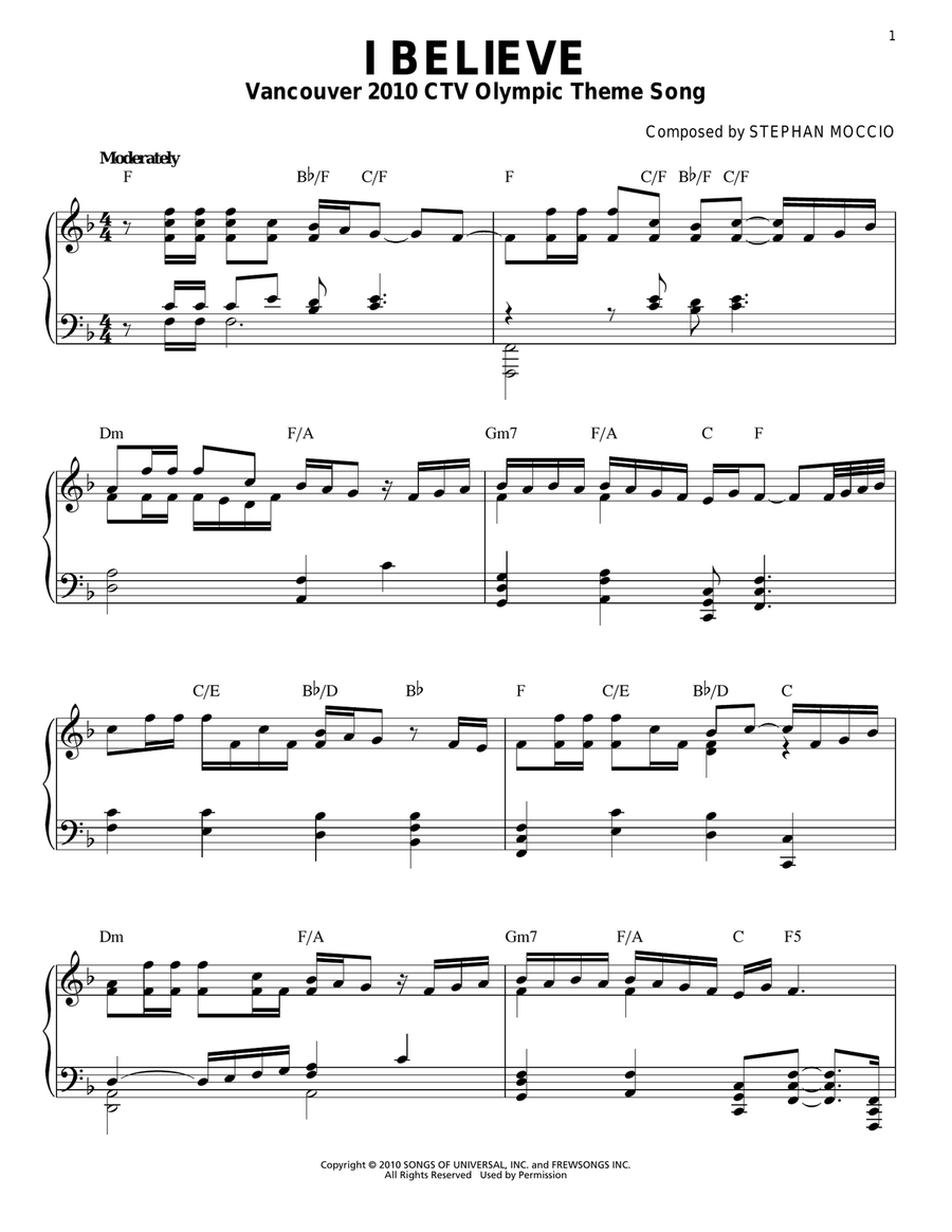 I Believe Piano Solo scores gallery preview page 1