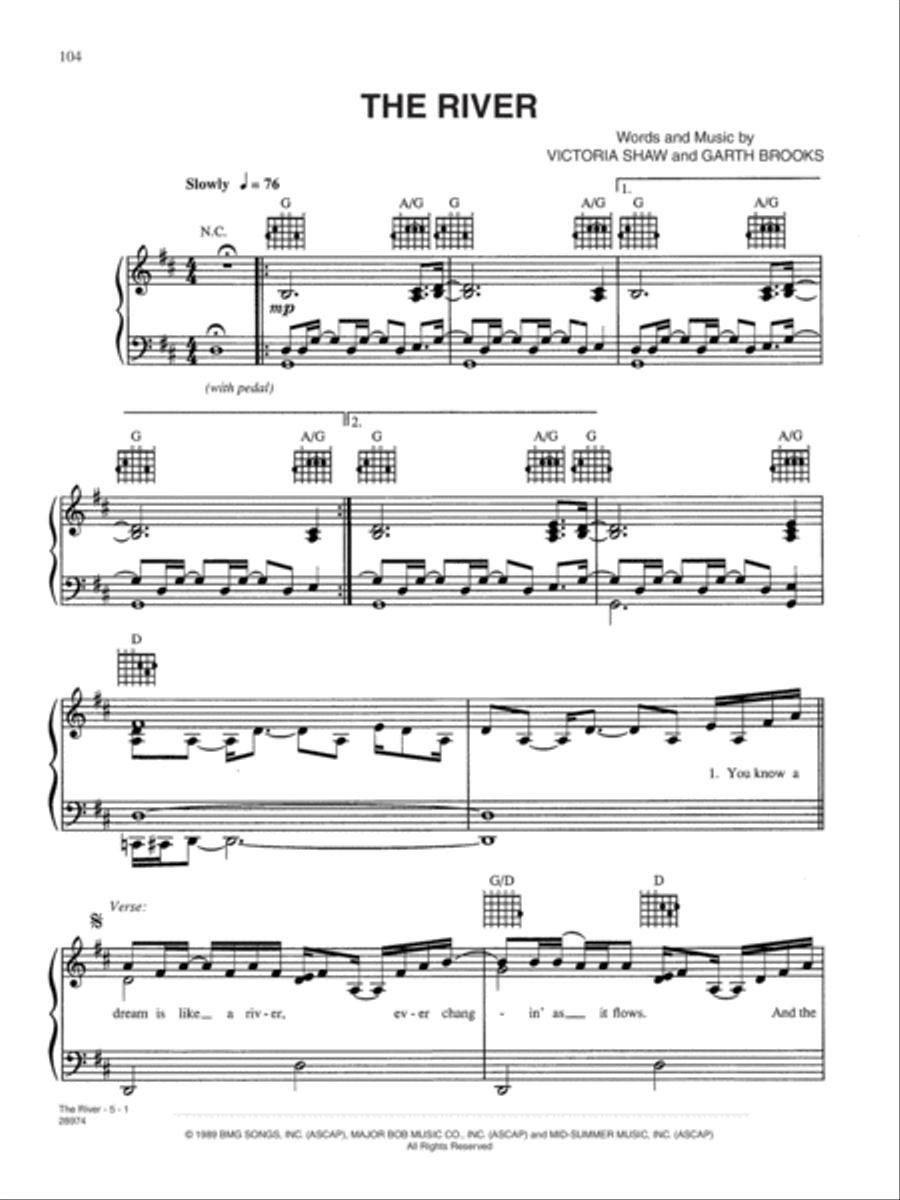 The River Piano, Vocal, Guitar scores gallery preview page 1