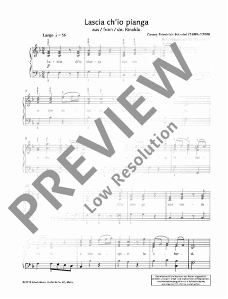Lascia ch'io pianga Piano Solo scores gallery preview page 2
