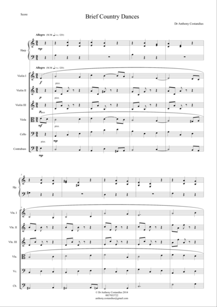 Brief Country Dances Brief Country Dances Small Ensemble scores gallery preview page 1