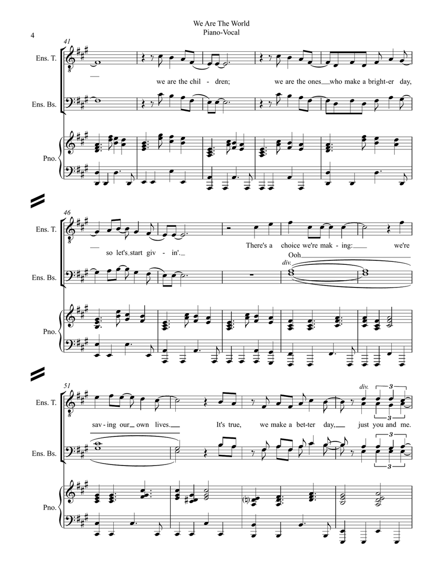 We Are The World TTBB scores gallery preview page 4
