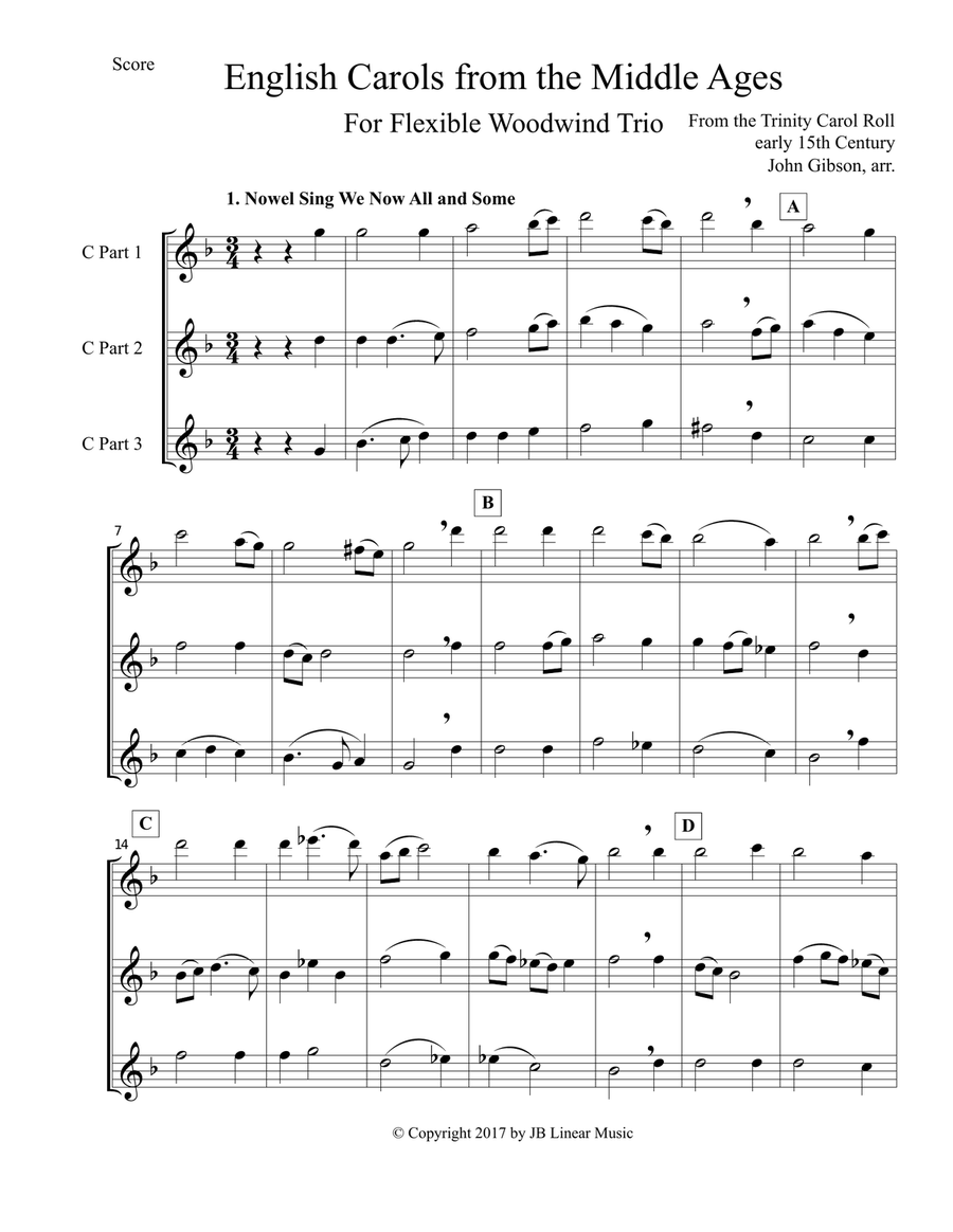 English Carols from the Middle Ages - flexible woodwind trio Woodwind Trio scores gallery preview page 2