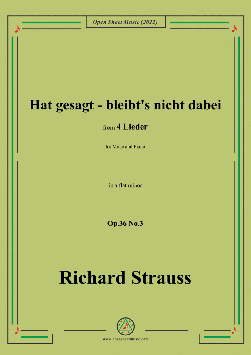 Richard Strauss-Hat gesagt-bleibt's nicht dabei,in a flat minor image number null