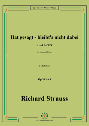 Book cover for Richard Strauss-Hat gesagt-bleibt's nicht dabei,in a flat minor