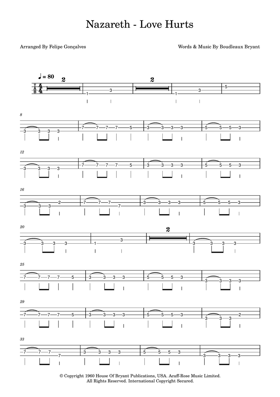 Love Hurts Acoustic Guitar scores gallery preview page 1