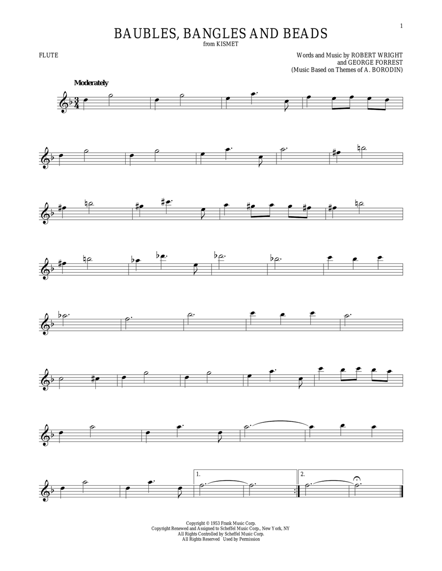 Baubles, Bangles And Beads Flute Solo scores gallery preview page 1