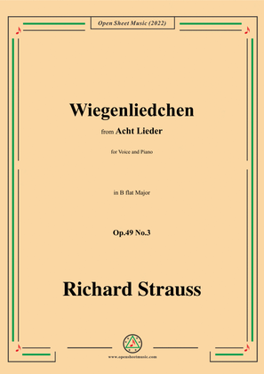 Book cover for Richard Strauss-Wiegenliedchen,in B flat Major