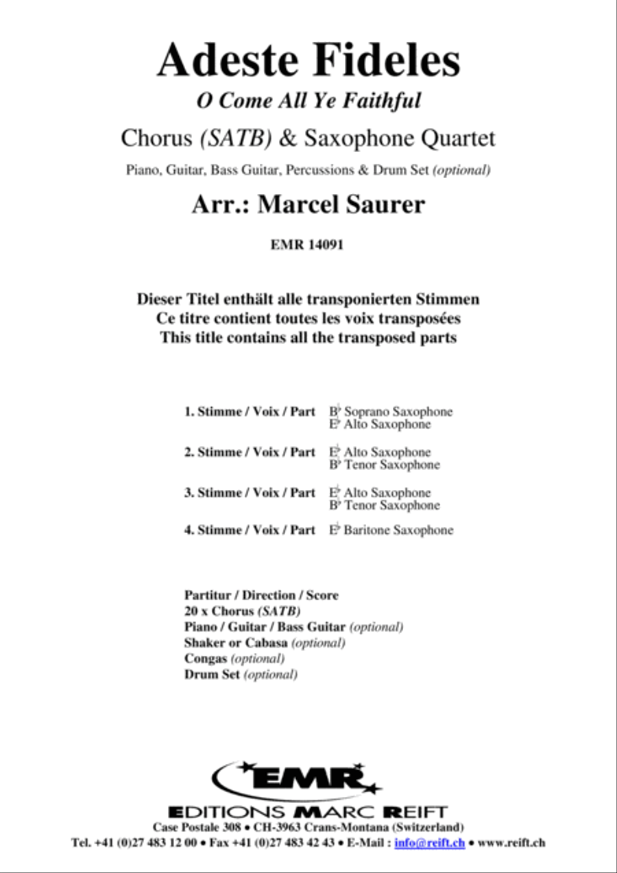 Adeste Fideles Saxophone Quartet scores gallery preview page 2