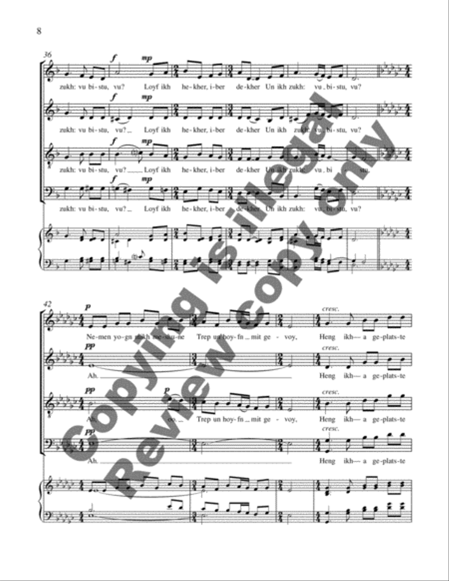 Unter dayne vayse shtern (Under your White Stars) 4-Part scores gallery preview page 5