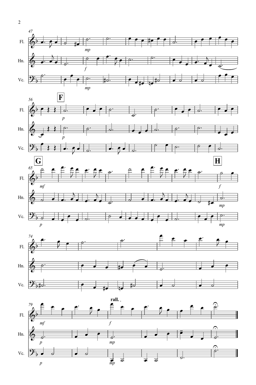 Silent Night for Flute, Horn and Cello Trio Small Ensemble scores gallery preview page 2
