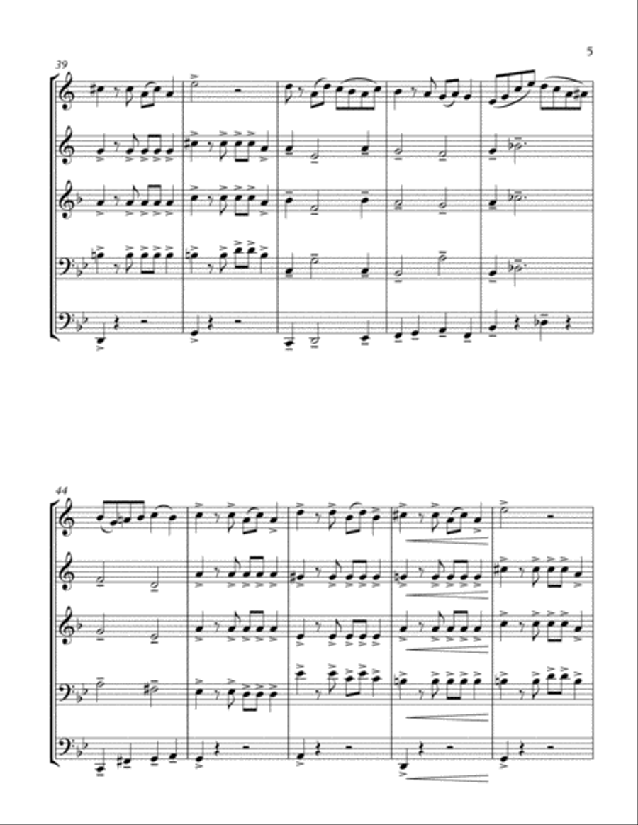 JELLY ROLL MORTON. BLACK BOTTOM STOMP . brass quintet .arrenged by KHUUSHAAN BATZAYA Brass Quintet scores gallery preview page 5