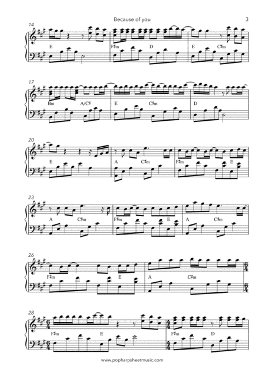 Because Of You Harp scores gallery preview page 3