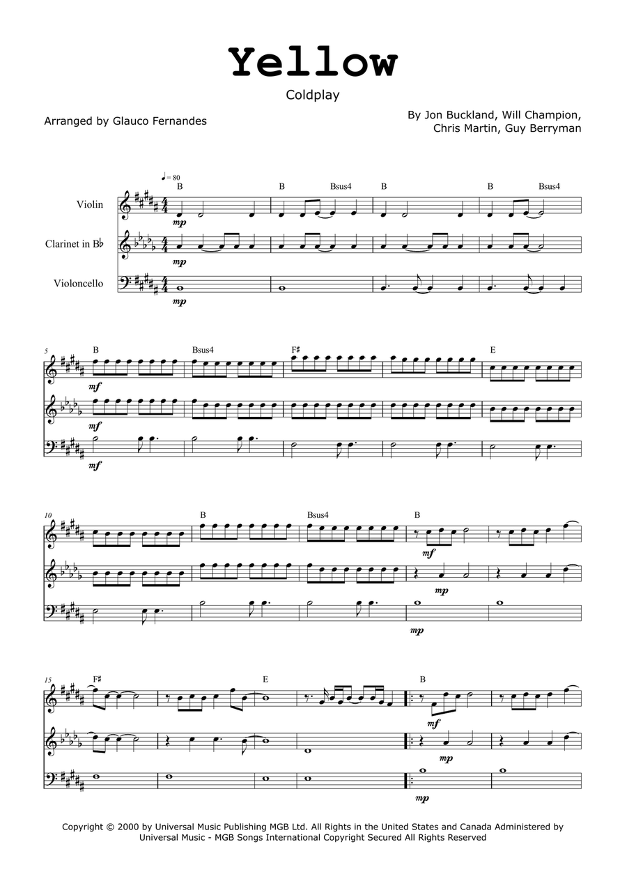 Yellow Small Ensemble scores gallery preview page 1