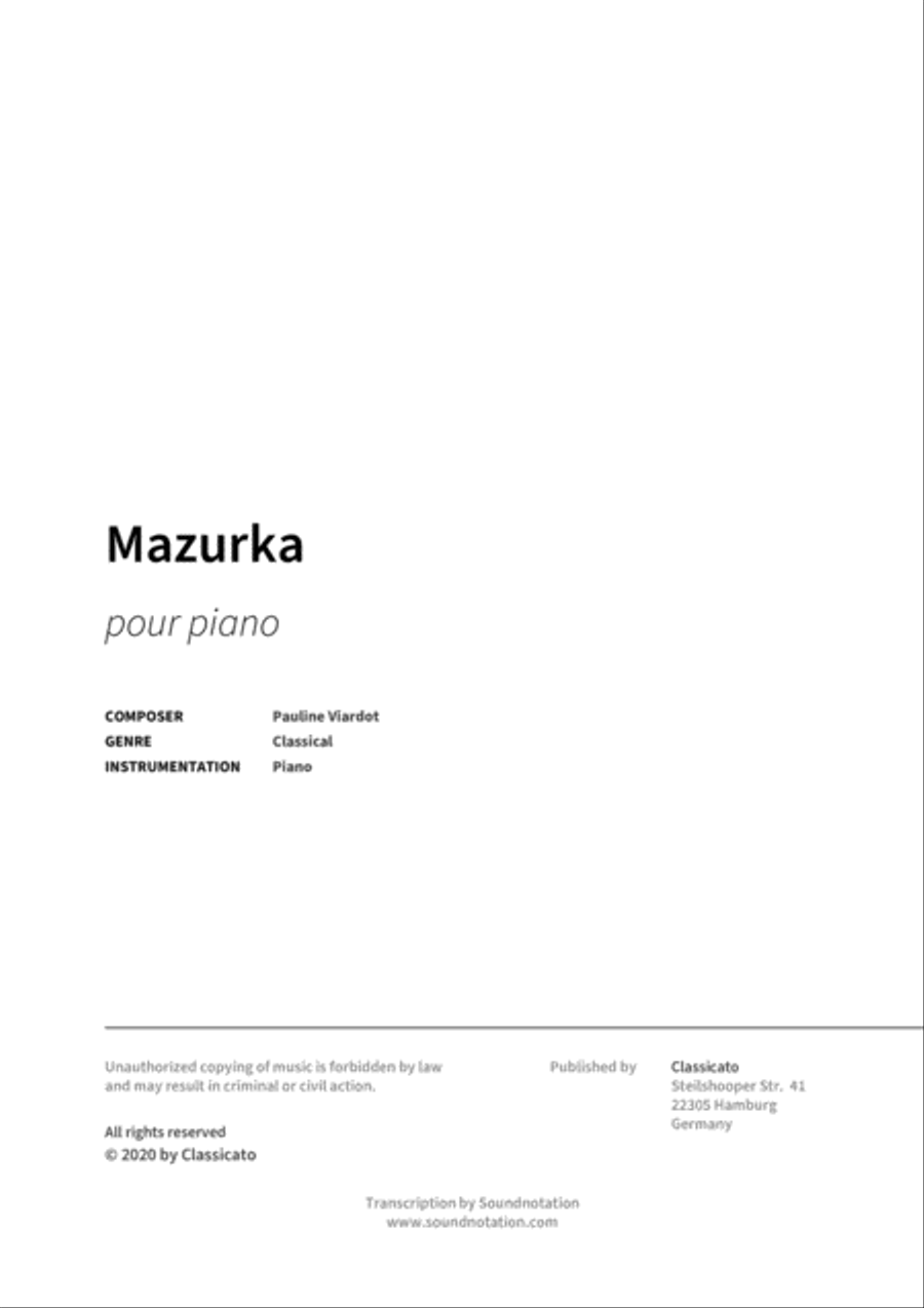 Mazurka Piano Solo scores gallery preview page 2