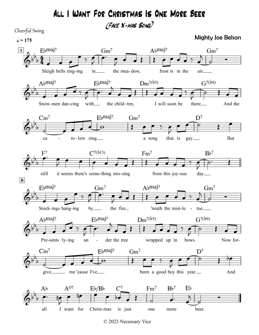 All I Want For Christmas Is One More Beer (Fake X-mas Song) Piano scores gallery preview page 1