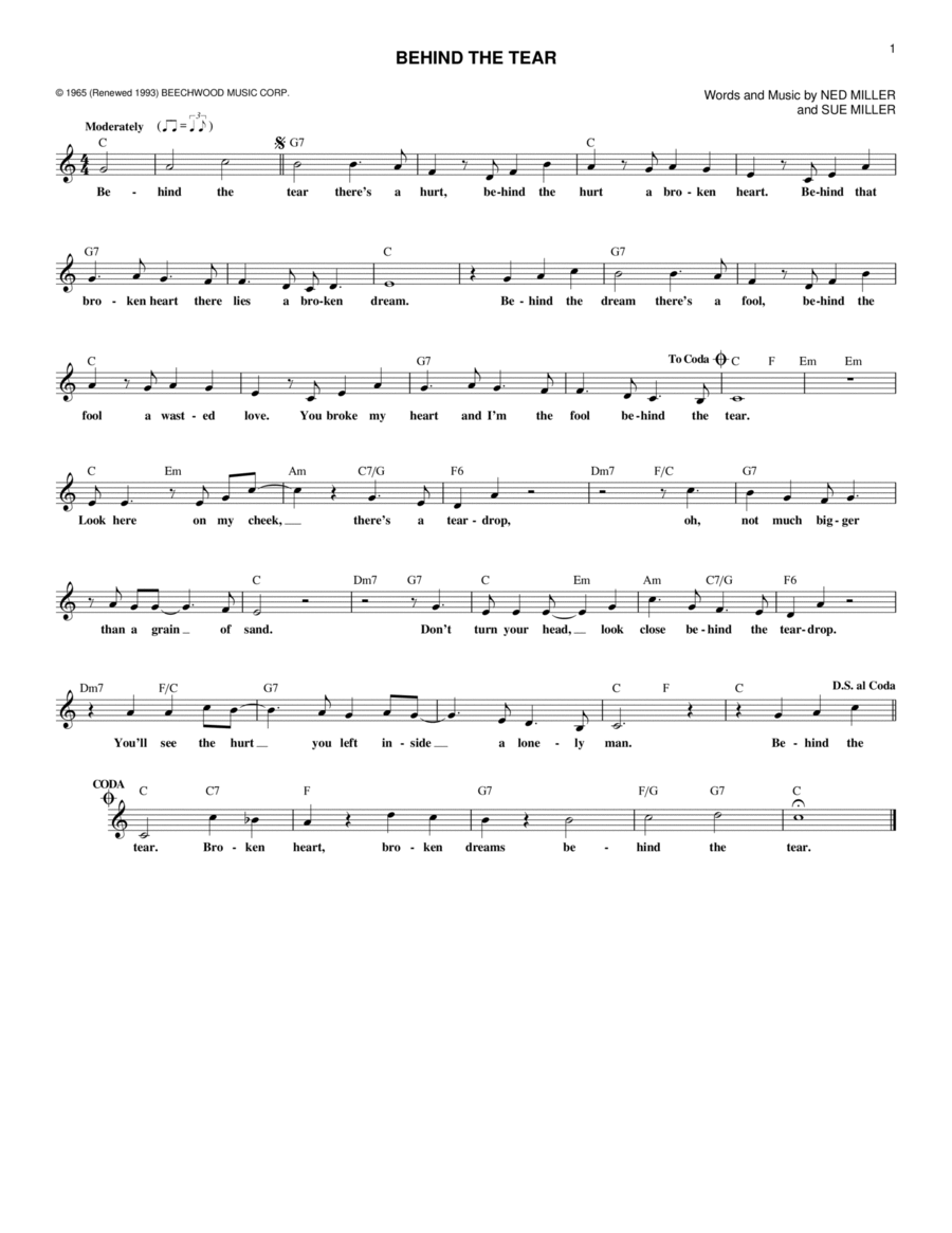 Behind The Tear Piano scores gallery preview page 1